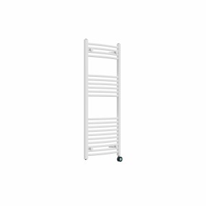 Fjord 1200 x 500mm Curved White Thermostatic Touch Control Electric Heated Towel Rail