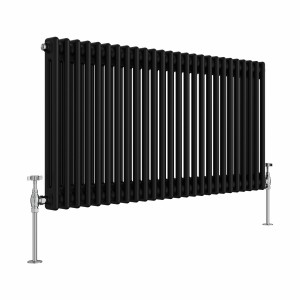 Bern 600 x 1190mm Black Double Column Horizontal Traditional Radiator