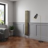 Norden 1600 x 237mm Black Gold Single Vertical Oval Column Designer Radiator