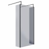 Wasdale 1000mm Black Smoked Walk Through Wet Room Screen with 300mm Hinged Return Screen & L- Shape Support Arms 