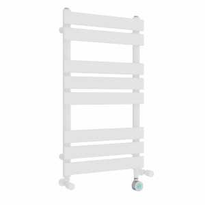 Juva 800 x 450mm Dual Fuel White Flat Panel Thermostatic Touch Control Electric Heated Towel Rail