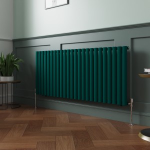 Norden 600 x 1417mm Blue Green Single Oval Column Horizontal Designer Radiator