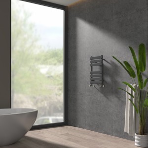 Juva - Designer Anthracite Flat Panel Heated Towel Rail - Choice of Size