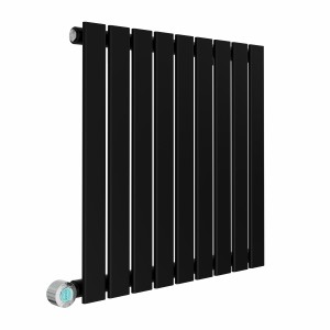 Karlstad 600 x 614mm Black Flat Panel Horizontal Wifi Electric Radiator - 600W