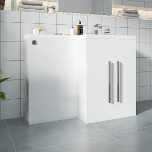 Calm White Right Hand Combination Vanity Unit Set with Concealed Cistern (No Toilet) - 1100mm