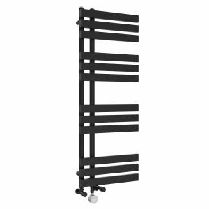 Koli 1200 x 450mm Dual Fuel Black Thermostatic Touch Control Electric Heated Towel Rail