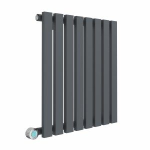 Lulea 600 x 550mm Anthracite Flat Panel Horizontal Wifi Electric Radiator - 600W
