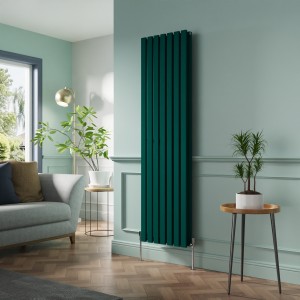 Lulea 1800 x 480mm Blue Green Double Flat Panel Vertical Designer Radiator