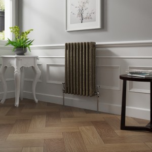 Bern 600 x 425mm Black Gold Triple Column Horizontal Traditional Radiator