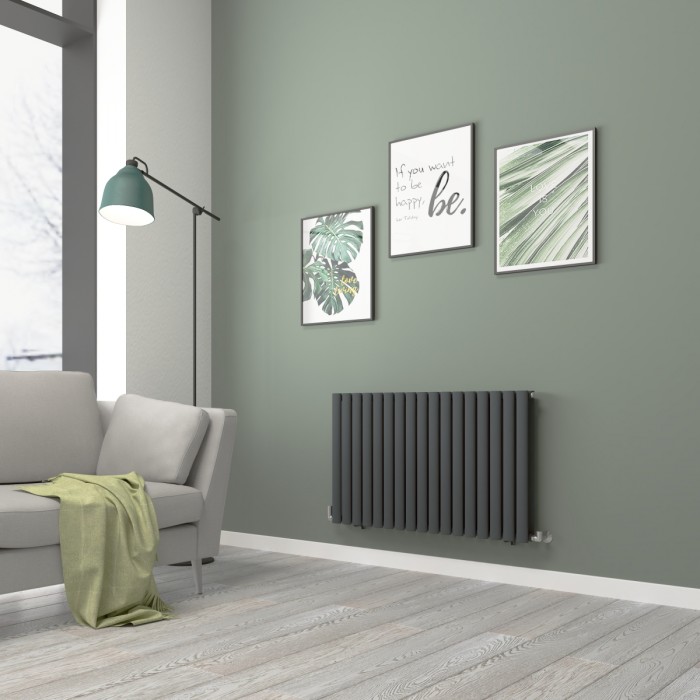 Norden 600 x 1004mm Anthracite Double Horizontal Oval Tube