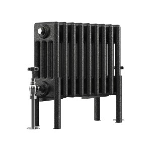 Bern 300 x 425mm Black Silver Four Column Horizontal Traditional Radiator