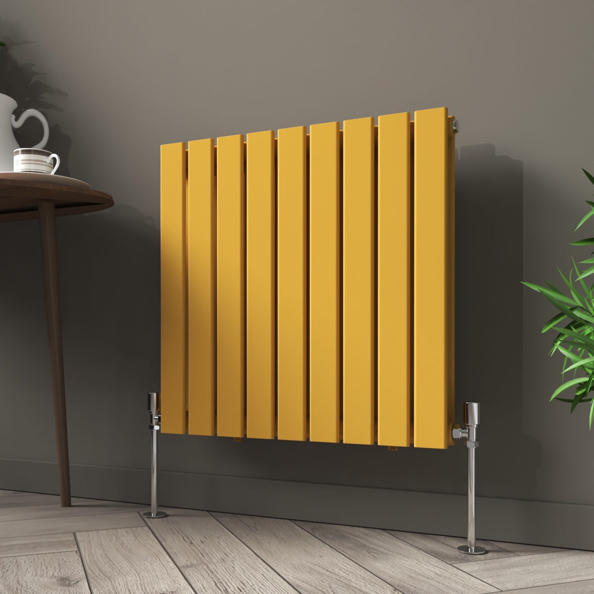 Karlstad 600 x 614mm Zinc Yellow Double Horizontal Flat Panel Designer Radiator