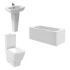 Aria Bathroom Suite with Close Coupled Toilet and Essential Single Ended Bath 1500 x 700 - Front & End Panel Included