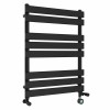 Juva 800 x 600mm Dual Fuel Satin Black Flat Panel Thermostatic Touch Control Wifi Electric Heated Towel Rail