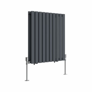 Norden 600 x 591mm Anthracite Double Horizontal Oval Tube Designer Radiator