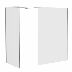 Wasdale 1200mm Wet Room Screen with 800mm Wet Room Screen - Chrome