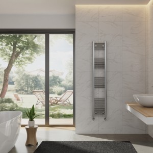 Bergen 1600 x 300mm Straight Chrome Heated Towel Rail