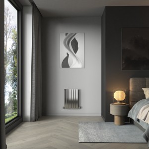 Karlstad 600 x 410mm Chrome Single Horizontal Flat Panel Designer Radiator