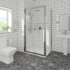 Ennerdale 900mm Bi-Fold Shower Door with 760mm Side Panel - Chrome