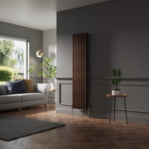 Lulea 1800 x 410mm Black Copper Double Vertical Flat Panel Designer Radiator