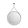 Mao - 600mm Round LED Mirrior with Demister, Decorative Strap & Matt Black Frame