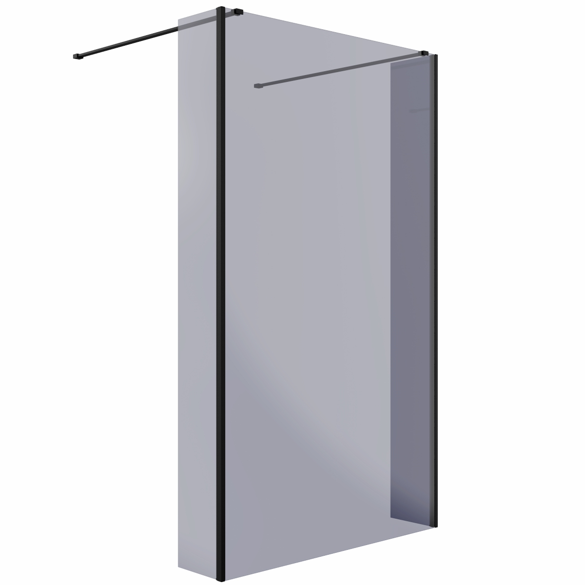 Wasdale 1215mm Black Smoked Walk Through Wet Room Screen with 215mm Hinged Return Screens