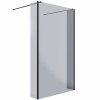 Wasdale 1215mm Black Smoked Walk Through Wet Room Screen with 215mm Hinged Return Screen