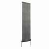 Norden 1800 x 473mm Black Silver Single Oval Column Vertical Designer Radiator