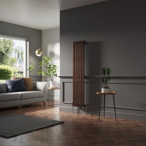 Lulea 1600 x 340mm Black Copper Single Vertical Flat Panel Designer Radiator