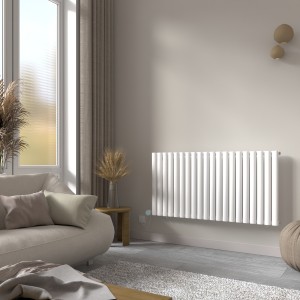 Norden 600 x 1181mm White Horizontal Oval Tube Wifi Electric Radiator - 1000W