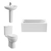 Lima Modern Bathroom Suite with Close Coupled Toilet and Essential Single Ended Bath - 1500 x 700mm - Front Bath Panel Included