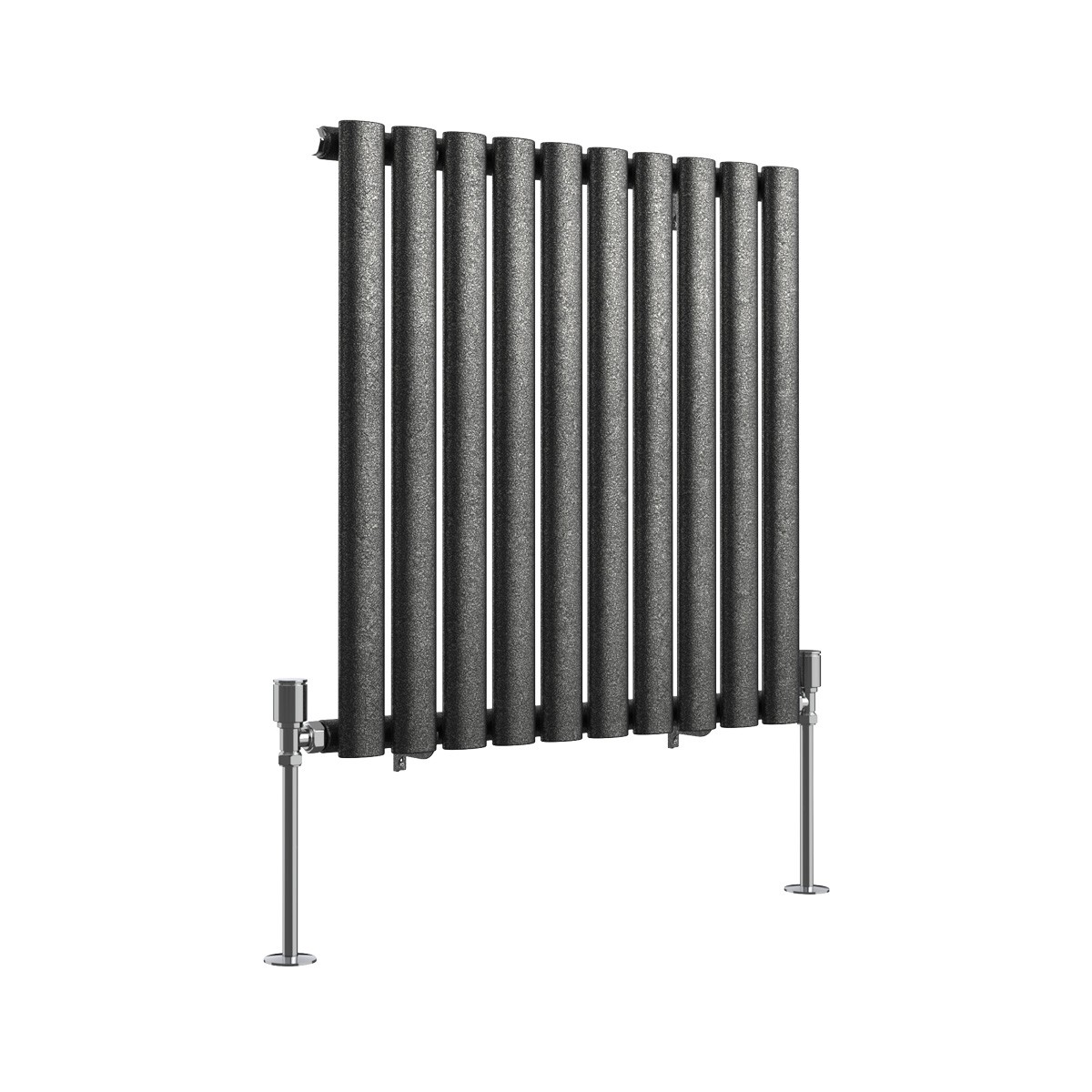 Norden 600 x 591mm Black Silver Single Horizontal Oval Column Designer Radiator