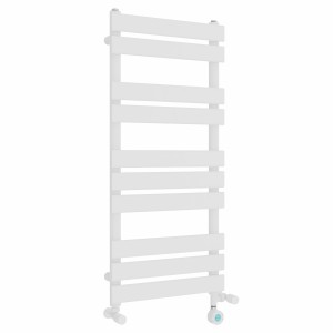 Juva 1000 x 450mm Dual Fuel White Flat Panel Thermostatic Touch Control Electric Heated Towel Rail