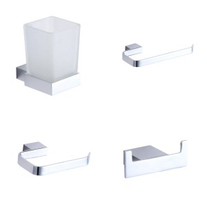 Manor Chrome 4-Piece Bathroom Accessory Pack - Tumbler, Paper Holder, Robe Hook & Towel Ring