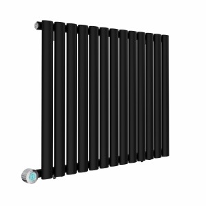 Norden 600 x 768mm Black Horizontal Oval Tube Wifi Electric Radiator - 800W