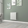 Norden 600 x 591mm White Single Horizontal Oval Tube Designer Radiator