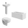 Splash Bathroom Suite with Wall Hung Toilet and Essential Single Ended Bath 1500 x 700mm - Front & End Bath Panel Included