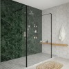 Wasdale 1400mm Black Walk Through Wet Room Screen with 215mm Hinged Return Screens