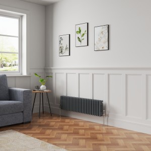 Bern 300 x 1190mm Anthracite Triple Column Horizontal Traditional Radiator