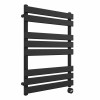 Juva 800 x 600mm Satin Black Flat Panel Thermostatic Touch Control Electric Heated Towel Rail