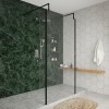 Wasdale 1000mm Black Walk Through Wet Room Screen with 215mm Hinged Return Screens & L- Shape Support Arms