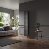 Lulea 1800 x 340mm Black Silver Double Vertical Flat Panel Designer Radiator