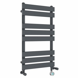 Juva 800 x 450mm Dual Fuel Sand Grey Flat Panel Thermostatic Touch Control Wifi Electric Heated Towel Rail