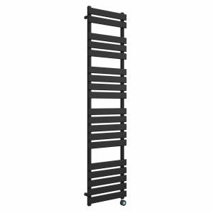 Juva 1800 x 450mm Satin Black Flat Panel Thermostatic Touch Control Electric Heated Towel Rail