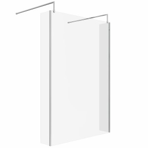 Wasdale 1400mm Chrome Walk Through Wet Room Screen with 215mm Hinged Return Screens & L- Shape Support Arms