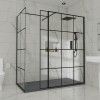 Wasdale 1400mm Wet Room Screen, 760mm Wet Room Screen with 300mm Wet Room Return Screen - Black Grid