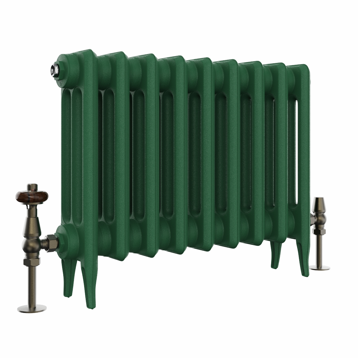 Classic  450 x 592mm  Farrow & Ball Duck Green Triple Column Cast Iron Radiator - 9 Sections