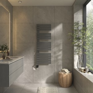 Kristiansund 1380 x 500mm Dual Fuel Gunmetal Thermostatic Touch Control Wifi Electric Heated Towel Rail