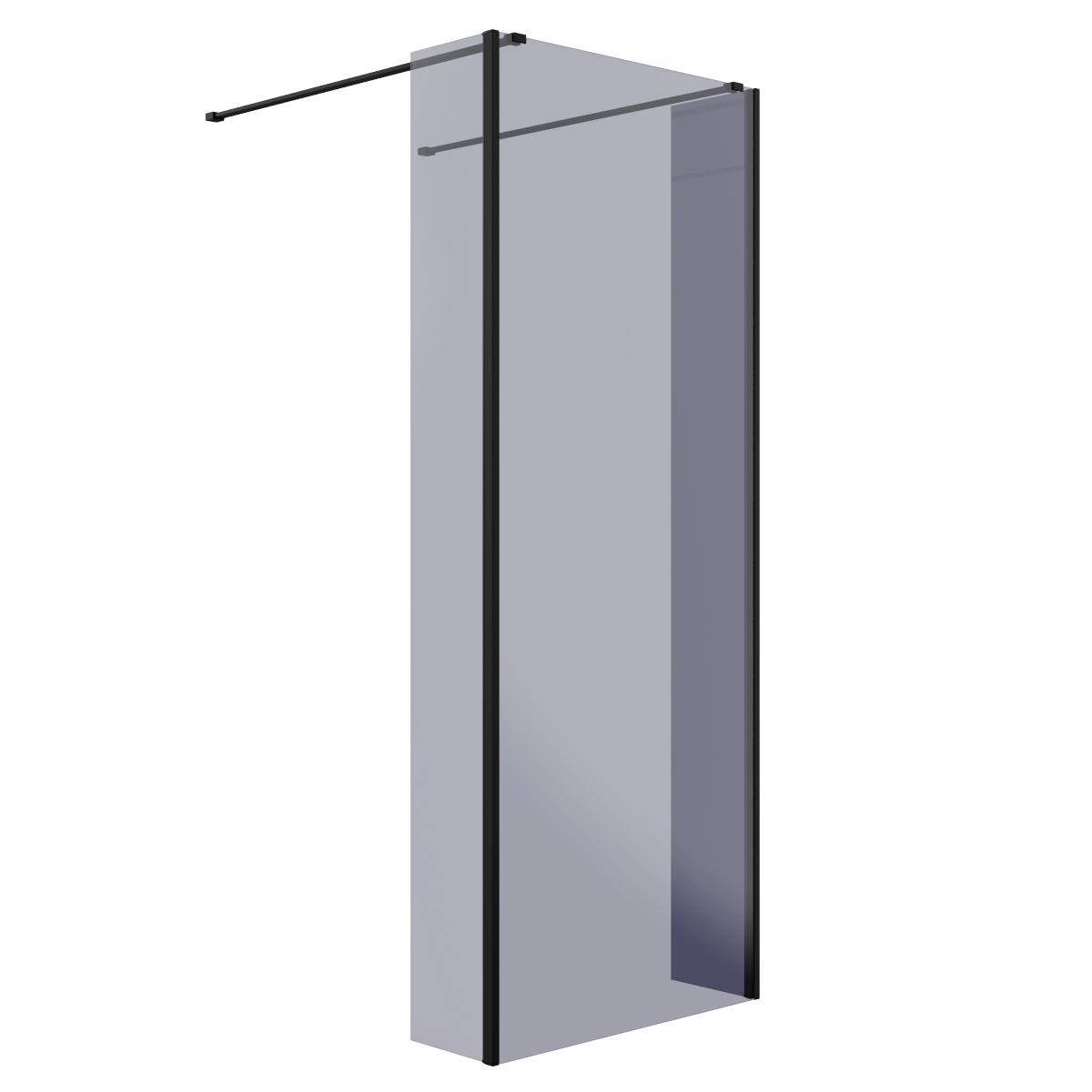 Wasdale 800mm Black Smoked Walk Through Wet Room Screen with 215mm Hinged Return Screens