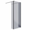 Wasdale 800mm Black Smoked Walk Through Wet Room Screen with 215mm Hinged Return Screen